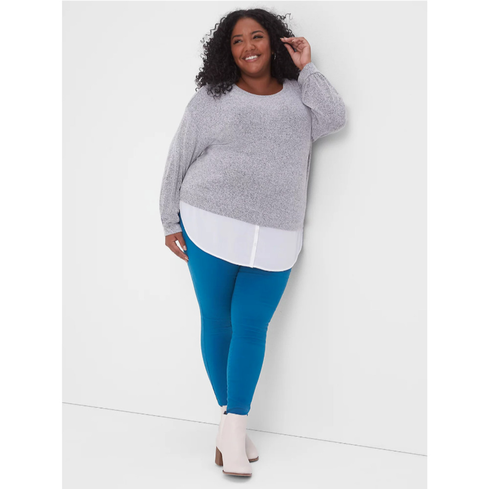 New Lane Bryant Womans Sz‎ 20 Plus Jans Straight Fit Sateen Skinny Blue NWT